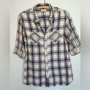 All Saints Plaid Gridlock HS Linen Cotton Short Sleeve Shirt Men’s Medium